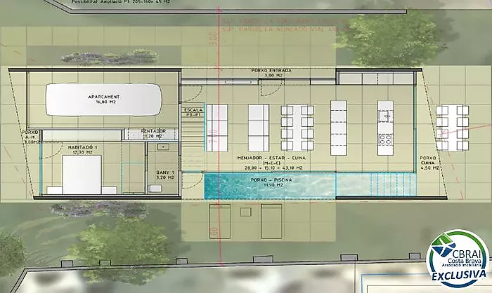 Proyecto : Parcela con casa moderna de 3 habitaciones